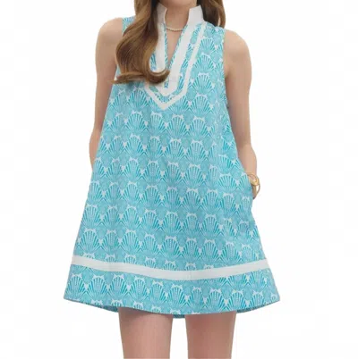 Entro Sleeveless Shift Mini Dress In Aqua Shell In Blue