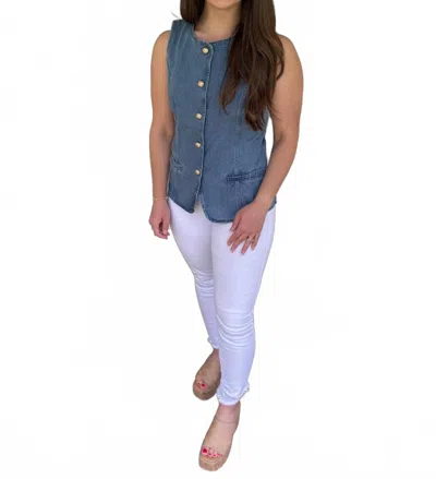 Entro Sleeveless Top In Denim In Multi