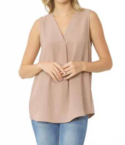 Entro Sleeveless V-neck Top In Latte In Brown
