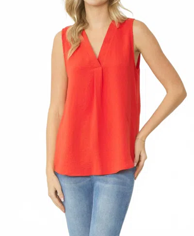 Entro Sleeveless V-neck Top In Red
