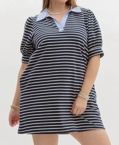 Entro Slow It Down Dress In Navy In Multi