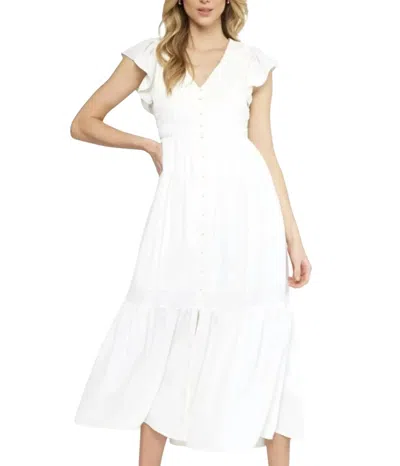 Entro Smocked Dress In White