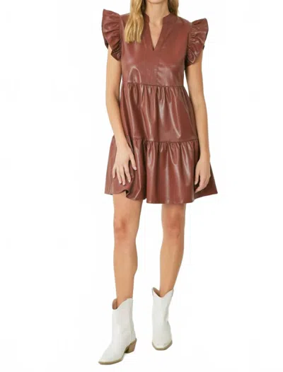 Entro Smooth Operator Faux Leather Dress In Brown