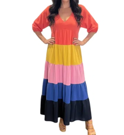 Entro Smooth Sailing Maxi Dress In Coral Orange Multi Color