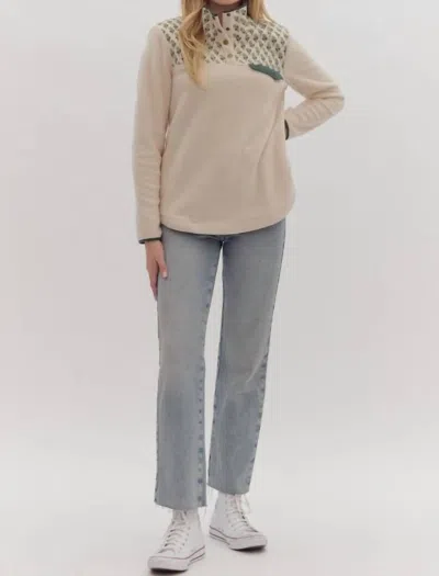Entro Snap Your Fingers Pullover In Beige