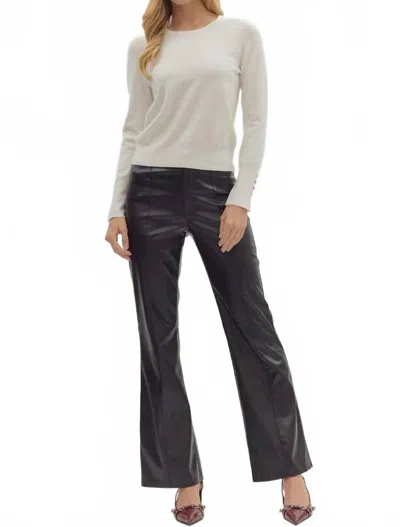 Entro Solid Button Detail Cuff Long Sleeve Top In Cream In White