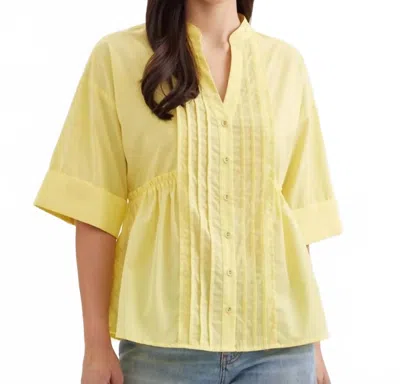 Entro Solid Cuffed Short Sleeve Top In Yellow