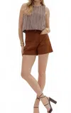 Entro Solid High Waist Shorts In Chestnut In Pink