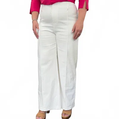 Entro Solid High-rise Wide Leg Pants In White In Gray