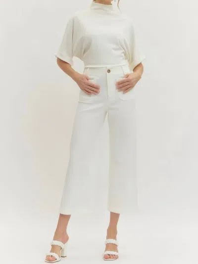 Entro Solid Knit Pants In Ivory In Multi