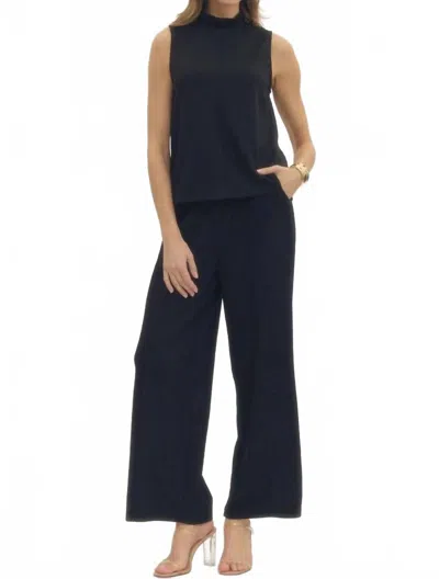 Entro Solid Knit Wide Leg Pants In Black