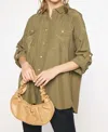 ENTRO SOLID PINTUCK BLOUSE IN OLIVE