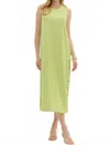 Entro Solid Rib Textured Midi Dress In Lime In Green