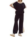 Entro Solid Ribbed Boat Neck Short Sleeve Top In Black In Black