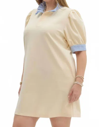 Entro Solid Short Sleeve Pullover Polo Mini Dress In Cream In Neutral