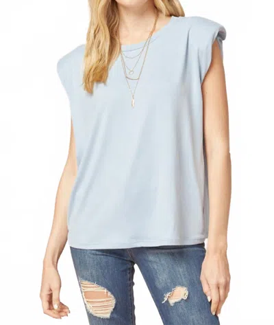 Entro Solid Shoulder Pad Top In Blue