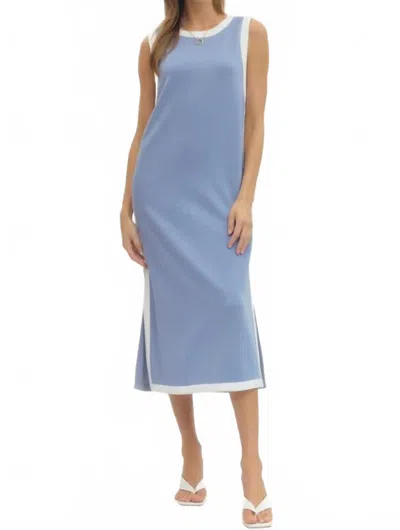 Entro Solid Sleeveless Midi Dress In Blue