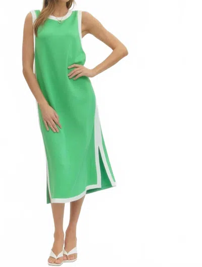 Entro Solid Sleeveless Midi Dress In Green