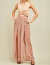 Entro Solid Slit Maxi Pants In Latte