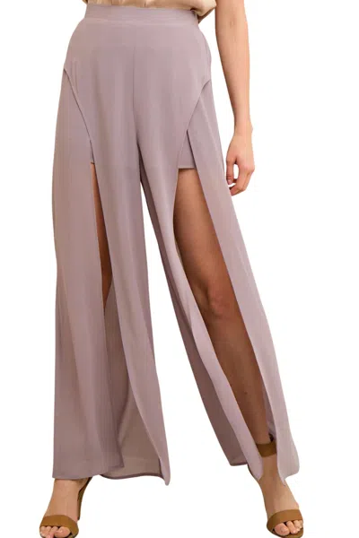 Entro Solid Slit Maxi Short Pant In Lilac Grey In Pink