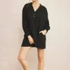 ENTRO SOLID TEXTURED LONG SLEEVE DRESS