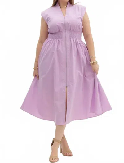 Entro Solid V-neck Sleeveless Midi Dress In Lavender In Multi