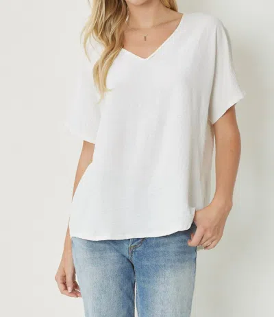 Entro Solid V-neck Top In Off White
