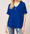Entro Solid V-neck Top In Royal In Blue