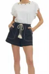 Entro Solid Woven Shorts In Black & White In Black