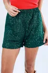 ENTRO SPARKLE DIVA SEQUIN SHORTS IN HUNTER