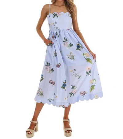 Entro Spring Forward Floral Midi Dress In Blue