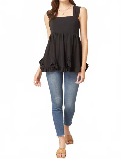 Entro Square Neck Babydoll Top In Black