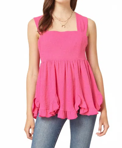 Entro Square Neck Babydoll Top In Pink