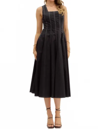 Entro Square Neck Flare Dress In Black