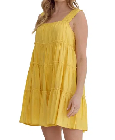 Entro Square Neck Mini Dress In Lemon In Yellow