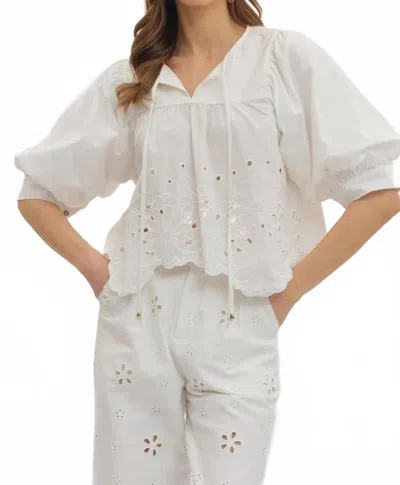 Entro Starr Eyelet Top In Off White