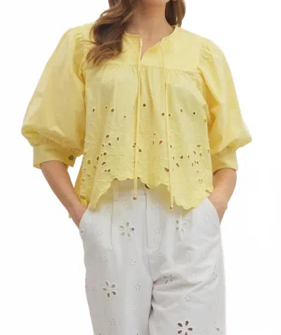 Entro Starr Eyelet Top In Yellow