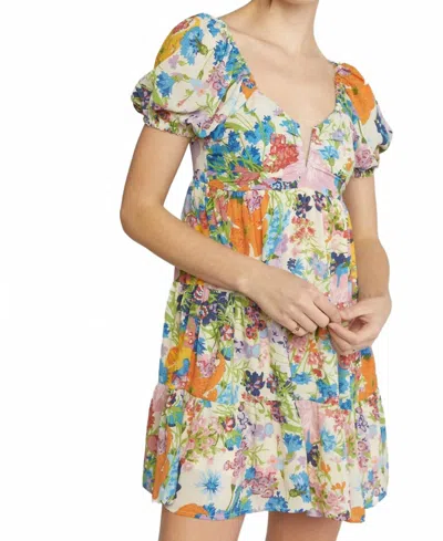 Entro Stella Puff Sleeve Dress In Floral Multi