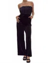 Entro Strapless Glittery Velvet Romper In Black In Brown