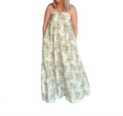 Entro Strapless Maxi Dress In Botanical In White