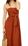 Entro Strapless Midi Dress In Rust In Brown