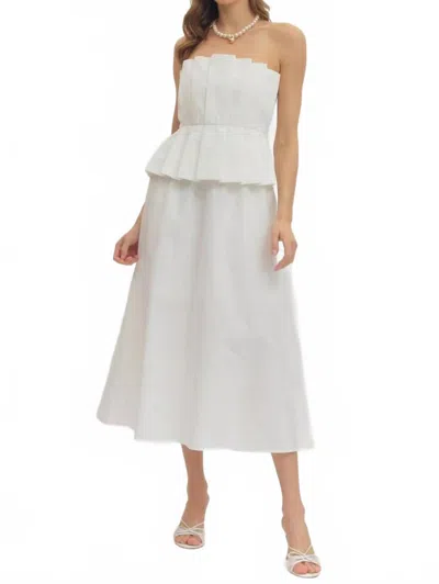 Entro Corinne Strapless Midi Dress In Off White