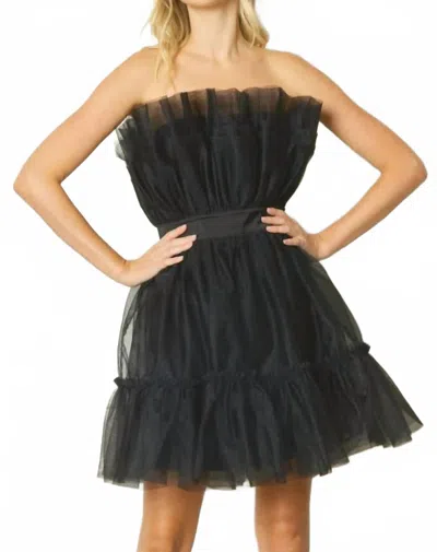 Entro Strapless Tulle Dress In Black
