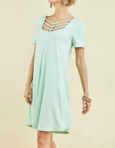 Entro Strappy Shift Dress In Green In Blue