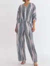 Entro Stream Wave Wide Leg Pant Set In Green & Lilac