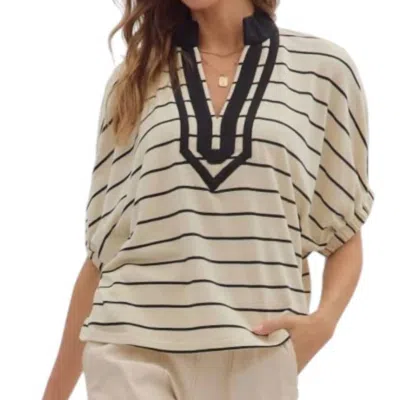 Entro Stripe Dolman Sleeve Top In Ivory In Animal Print