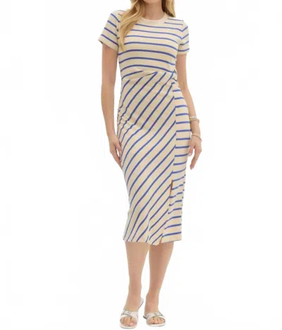 Entro Stripe Jersey Midi Dress In Ecru/blue In Multi