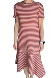 Entro Stripe Midi Dress In Camel In Brown