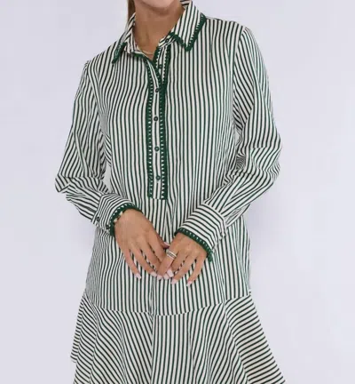 Entro Stripe Placket Dress In Brown