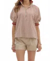 Entro Stripe Puff Sleeve Top In Multi In Multi